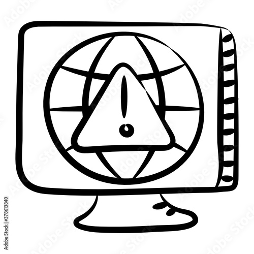 
Hand drawn internet error, doodle line icon style 
