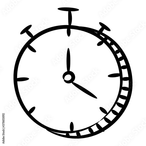 
Editable vector of stopwatch, hand darwin vector of chronometer 
