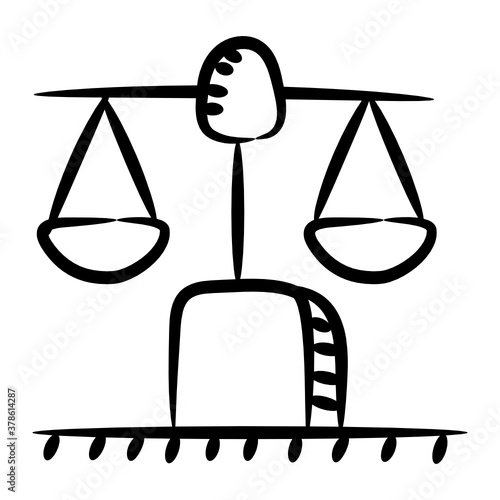 
Balance scale icon, vector of weighing scale design 

