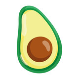 half avocado fresh food isolated icon over white background