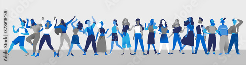 Collezione di personaggi maschili e femminili per l'animazione. Avatar donne e uomini in diverse posizioni