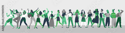 Collezione di personaggi maschili e femminili per l'animazione. Avatar donne e uomini in diverse posizioni