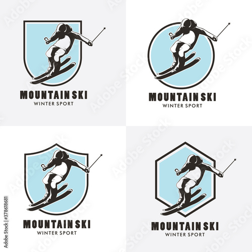 mountain ski logo set - vector illustration, emblem design