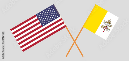 Crossed flags of Vatican and the USA