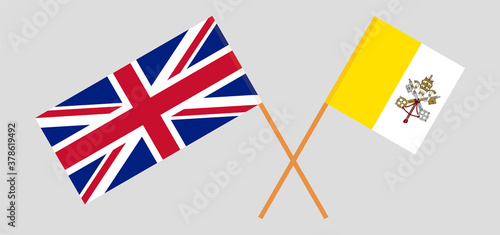 Crossed flags of Vatican and the UK