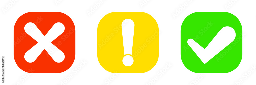 Set of x mark, check mark, exclamation point. Vector symbols Set of x mark, check mark, exclamation point. Vector symbols
