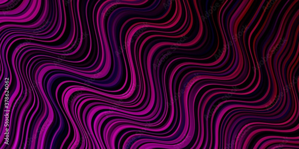Dark Pink vector pattern with curves. Colorful geometric sample with gradient curves.  Template for your UI design.
