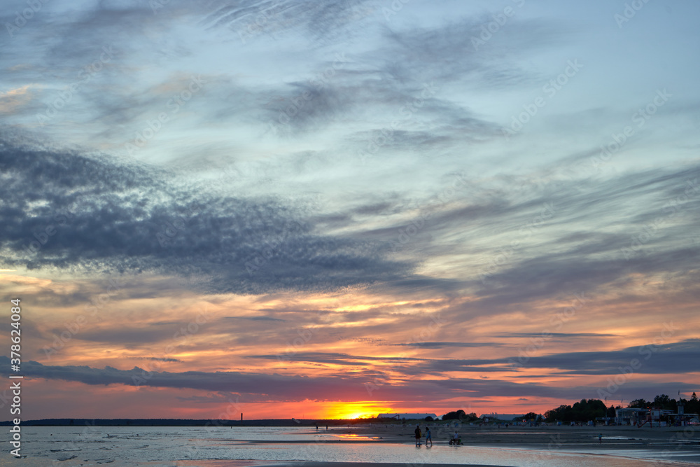 Sunset at the beach near Baltic sea