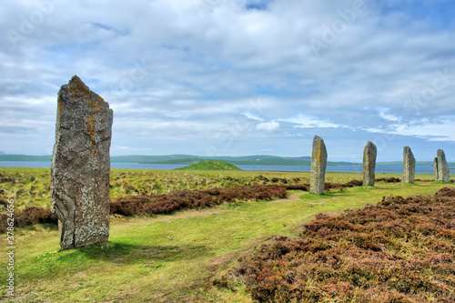 The Ring of Brodgar a Neolithic henge and stone circle on the Mainland  in Orkney, Scotland photo