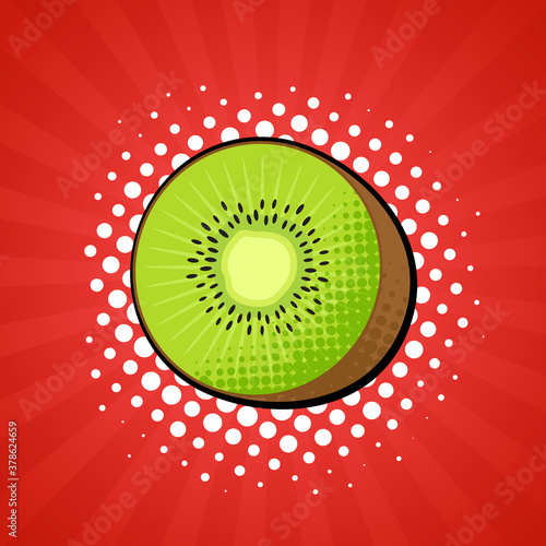 Kiwi fruit in bright colorful pop-art style.