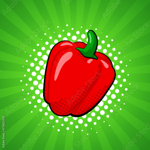 Paprika pepper vegetable in bright pop-art style.