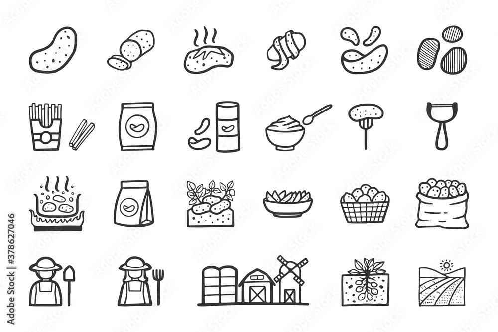 Potato Icon Set - Hand Drawn doodle Icons 