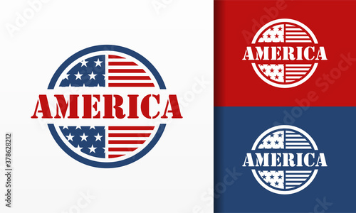 circle flag america logo