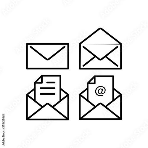 Envelope message letter vector icon collection
