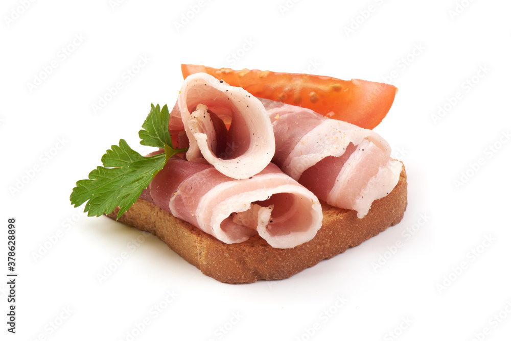 Pork lard sandwiches, isolated on white background Pork lard sandwiches, isolated on white background