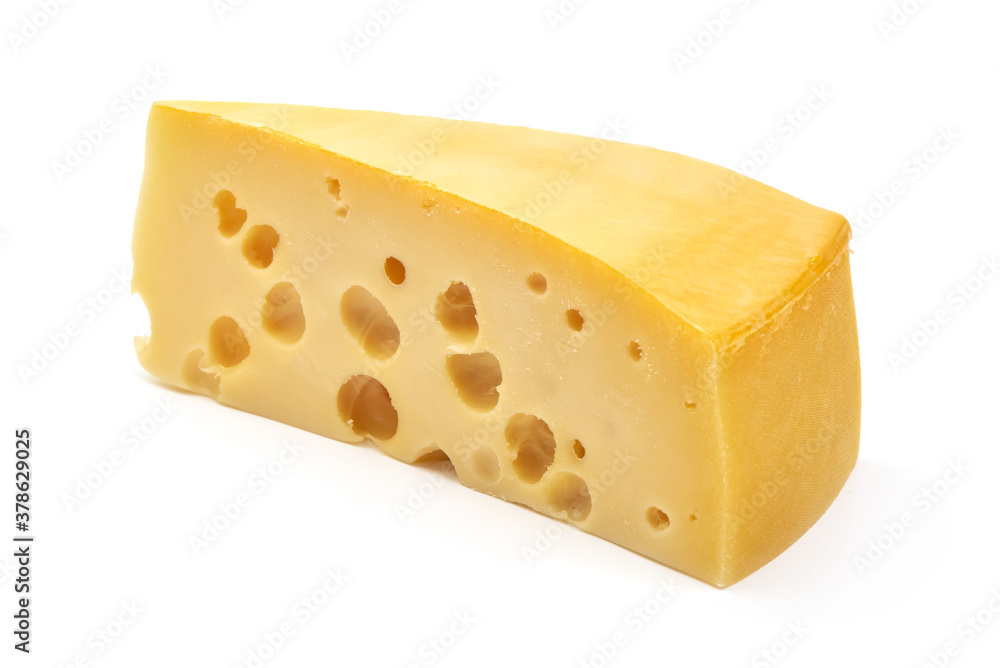 Maasdam cheese, isolated on white background Maasdam cheese, isolated on white background
