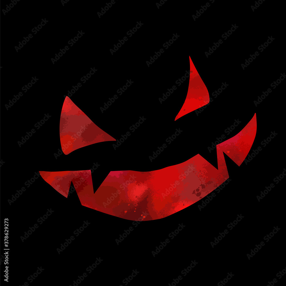 Red eyes and the monster's mouth out of the darkness. T-shirt print. Happy halloween. Vector illustration Red eyes and the monster's mouth out of the darkness. T-shirt print. Happy halloween. Vector illustration