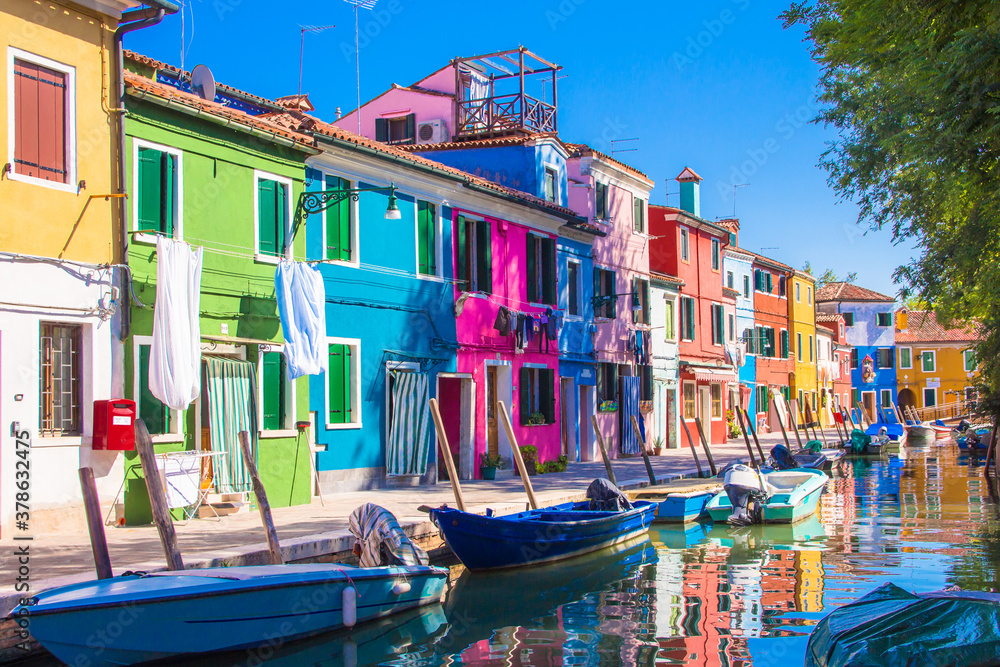 Burano, an island near Venice known for its colorful houses.