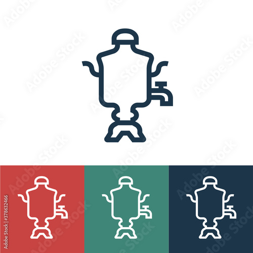 Linear vector icon with samovar