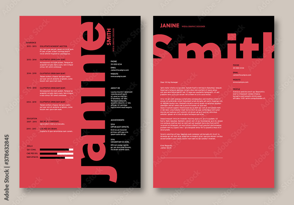 Bold Red And Black Resume Layout Stock Template Adobe Stock bold-red-and-black-resume-layout-stock-template-adobe-stock