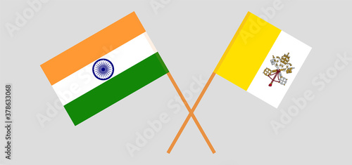 Crossed flags of Vatican and India