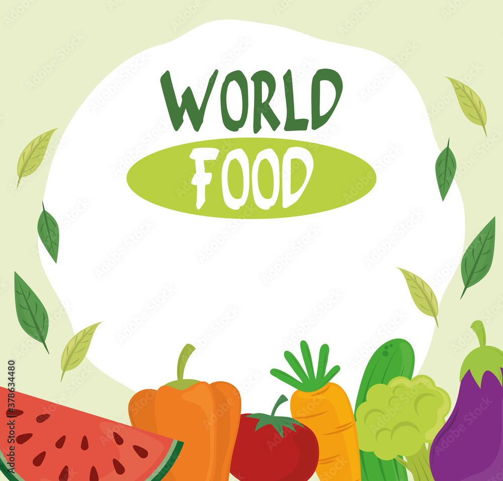 Plakat world food day, healthy lifestyle fruits vegetables diet poster