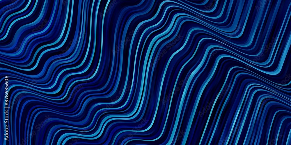 Dark BLUE vector template with wry lines. Colorful illustration in abstract style with bent lines. Best design for your posters, banners.