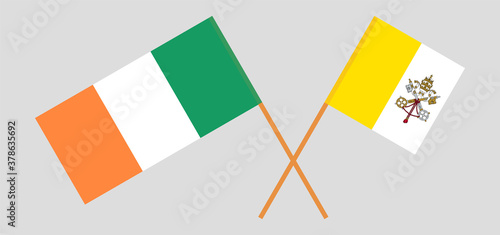 Crossed flags of Vatican and Ireland