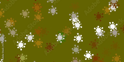 Light green, yellow vector pattern with coronavirus elements.