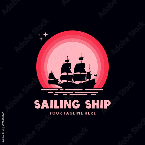 Sailing yacht sailboat in the night logo