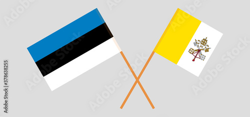 Crossed flags of Vatican and Estonia