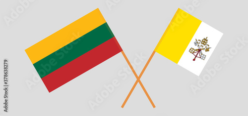 Crossed flags of Vatican and Lithuania