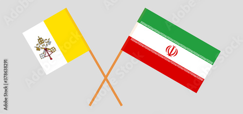 Crossed flags of Vatican and Iran