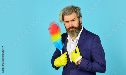 Schilderij op canvas businessman use pp duster