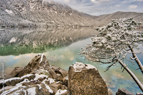 Eibsee Bavaria during winter 