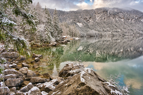 Eibsee Bavaria during winter 