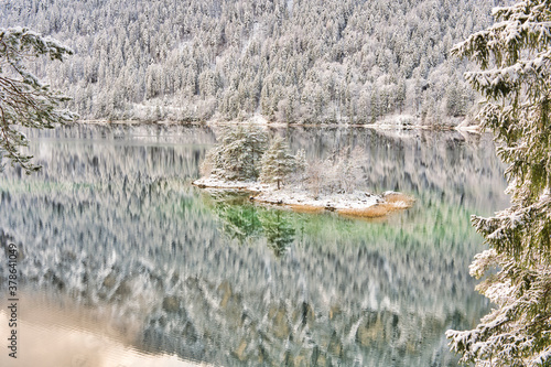 Eibsee Bavaria during winter 