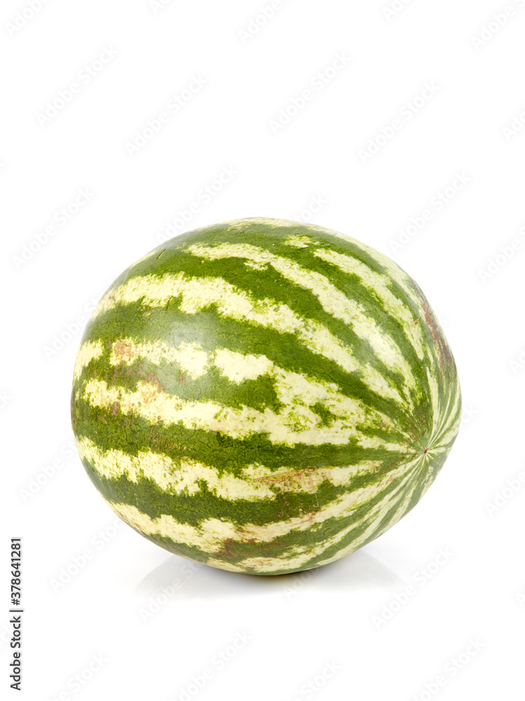 striped watermelon isolated on white background striped watermelon isolated on white background