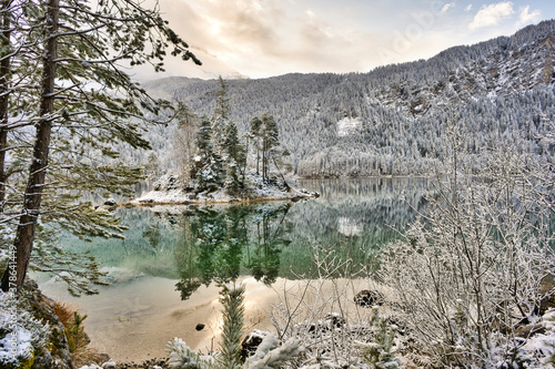 Eibsee Bavaria during winter 