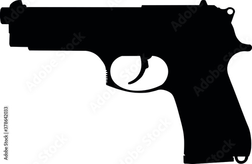 swat gun, police gun, 9mm, beretta 92fs inox, beretta, 92fs inox, pistols for police and army, special forces. Realistic silhouette	 photo