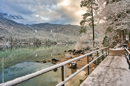 Eibsee Bavaria during winter 