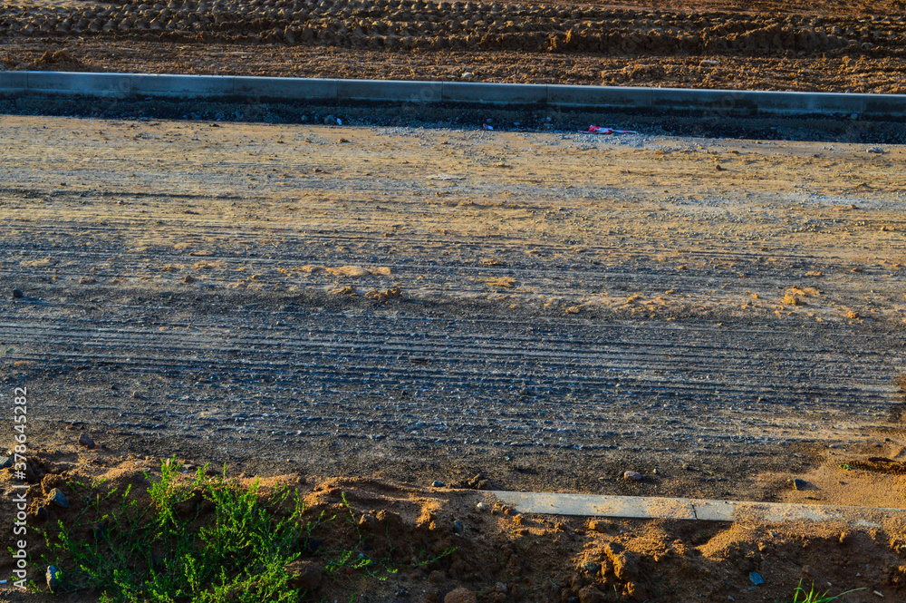 preparation of the road for laying the improved road surface. gravel