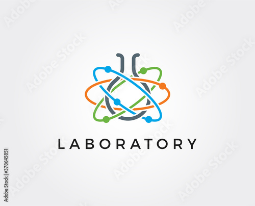 minimal laboratory logo template - vector illustration