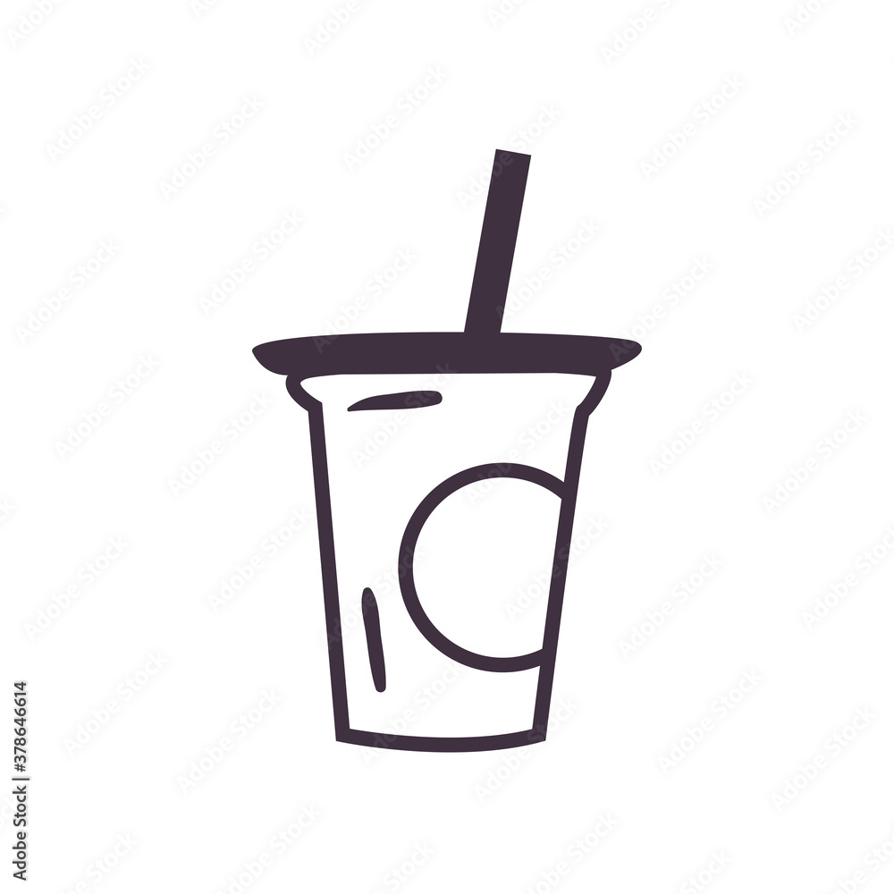 tea mug with straw line style icon vector design tea mug with straw line style icon vector design