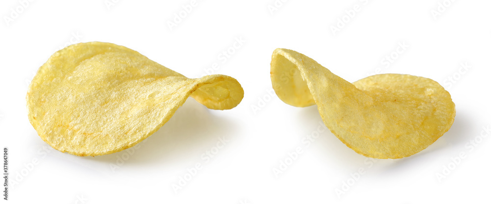 potato chips on white background potato chips on white background