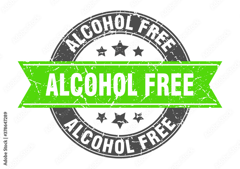alcohol free round stamp with ribbon. label sign alcohol free round stamp with ribbon. label sign