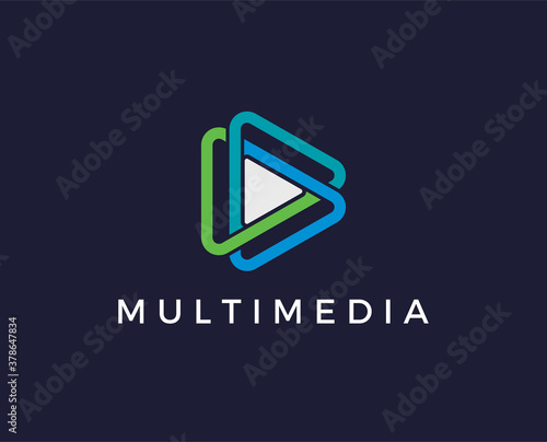 minimal multimedia logo template - vector illustration