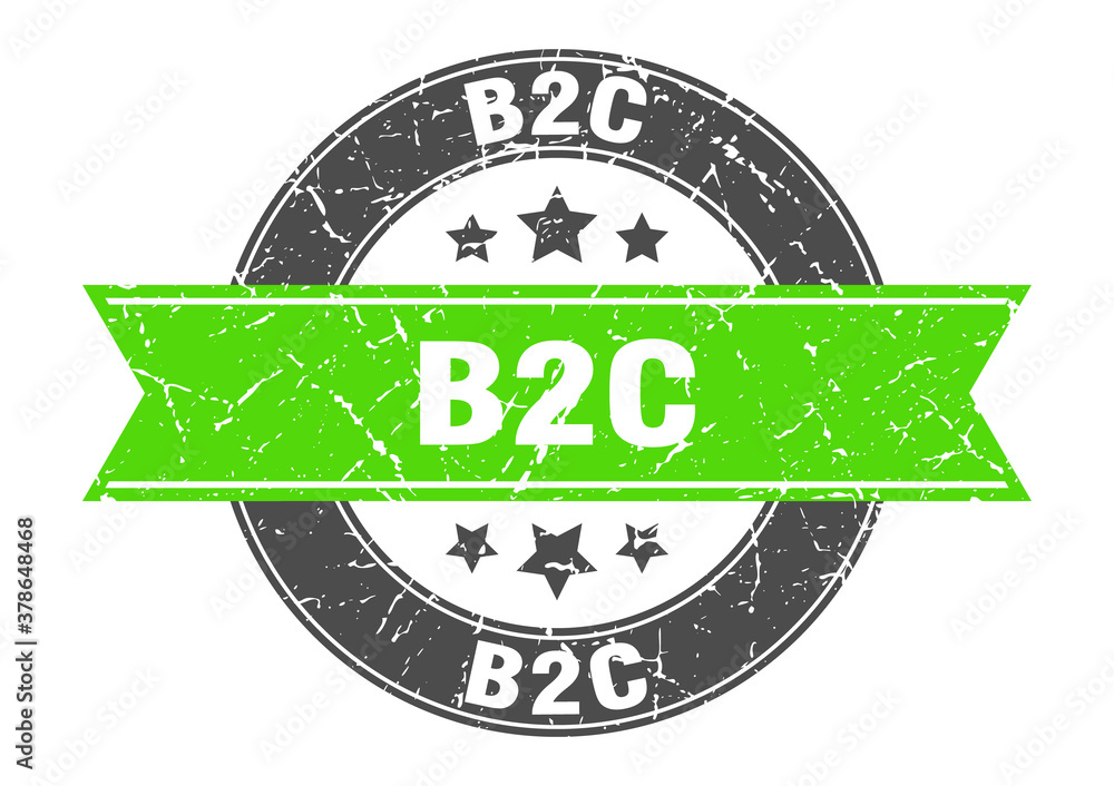 Fototapeta premium b2c round stamp with ribbon. label sign