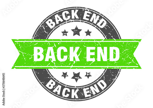 back end round stamp with ribbon. label sign