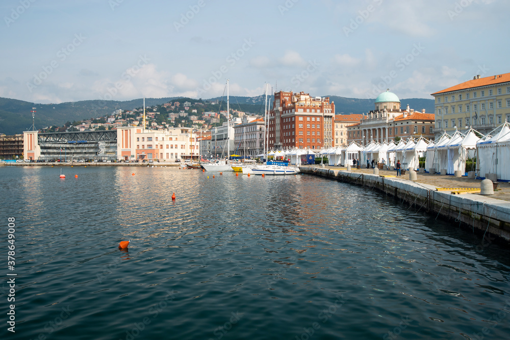 Trieste, Italy - 07 октÑбрÑ, 2014: City embankment, Coast of the Trieste Sea